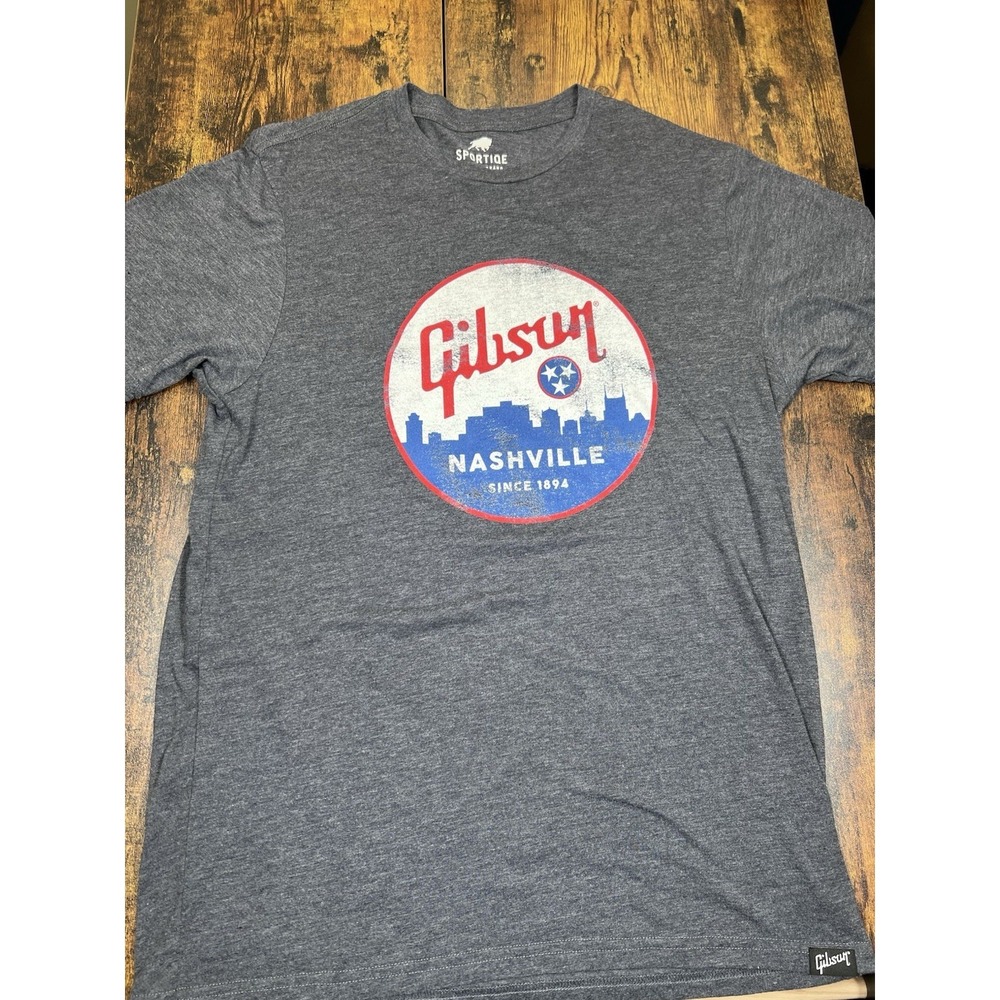 Gibson Guitars Nashville Logo Dark Heathered Gray Unisex T-shirt - Size XL